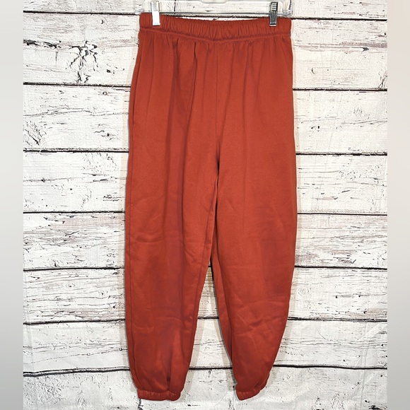 BLUSH MARK Women's Athleisure Sweatpants Rust/Deep Orange-Large - Picture 1 of 2